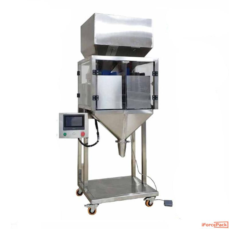 Semi automatic dual linear weighing heads granule filling machine
