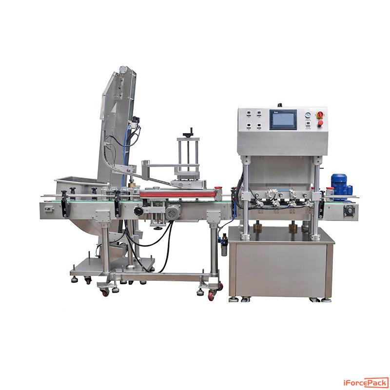 Automatic food glass bottle jar 2 heads vacuum capping machine