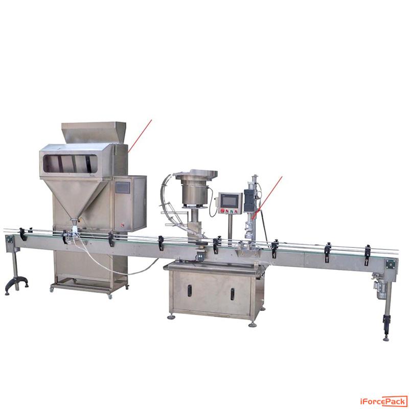 Automatic linear weighing heads filling capping machine
