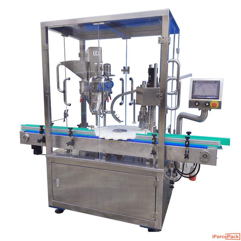 Automatic rotary vial bottle powder filling ROPP sealing machine