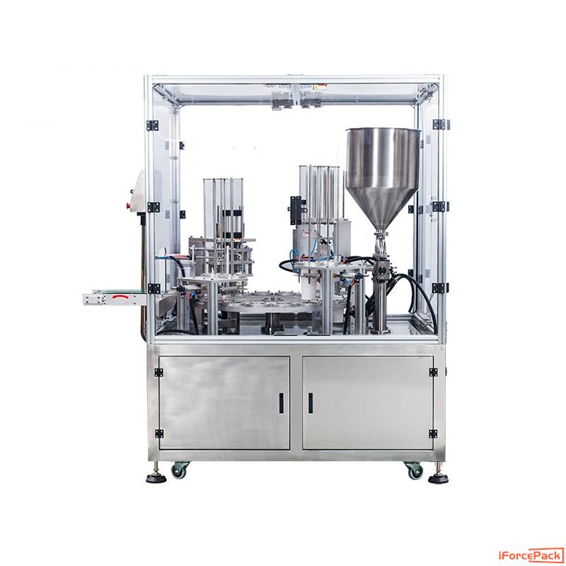 Automatic double heads cup filling lid sealing machine