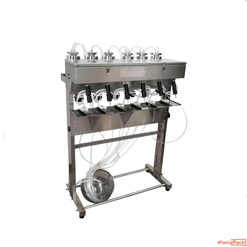 Semi automatic 6 heads bottle liquid vacuum filling machine