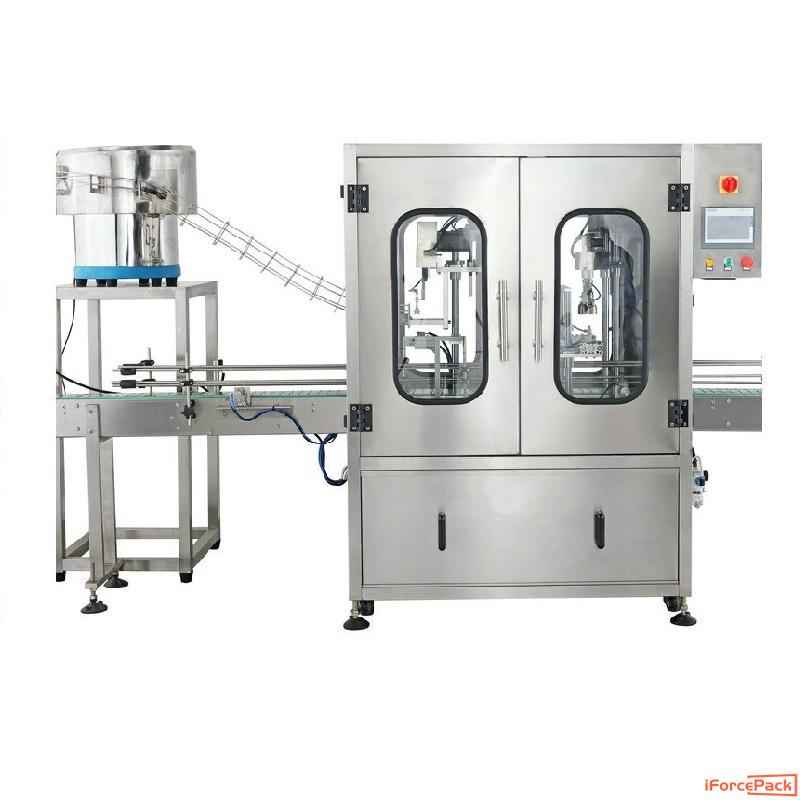Automatic bucket pail bottle 2 heads tracking heads continuous capping machine