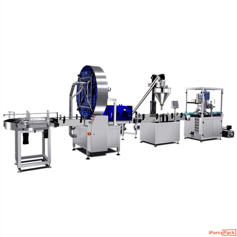 Automatic powder can tin bottle  sterilizing filling vaccum sealing line