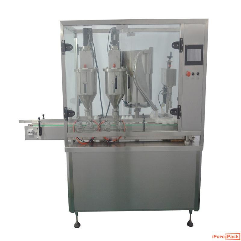 Automatic powder bottle double heads filling capping machine