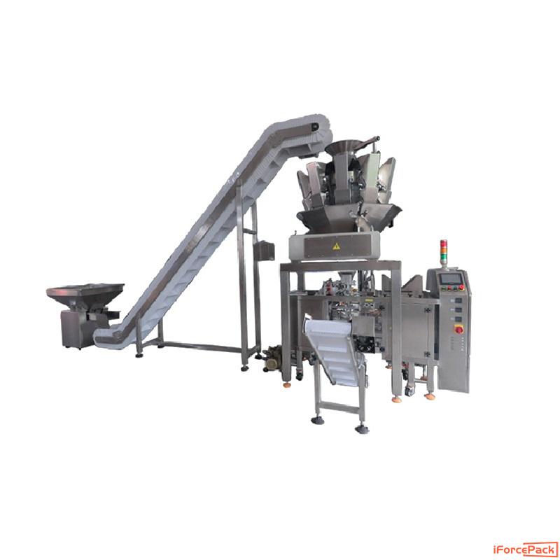 Automatic given bag pouch single station filling sealing machine with weighing heads