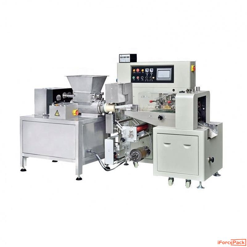 Automatic chocolate candy bar extruding cutting bag packaging machine