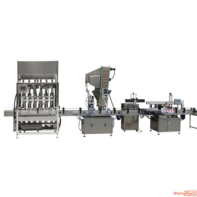 Automatic sauce cream lotion bottle filling capping labeling line