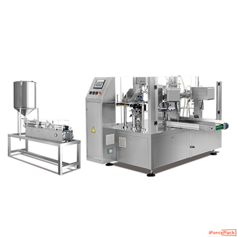 Automatic rotary premade bag pouch liquid sauce fillling sealing machine