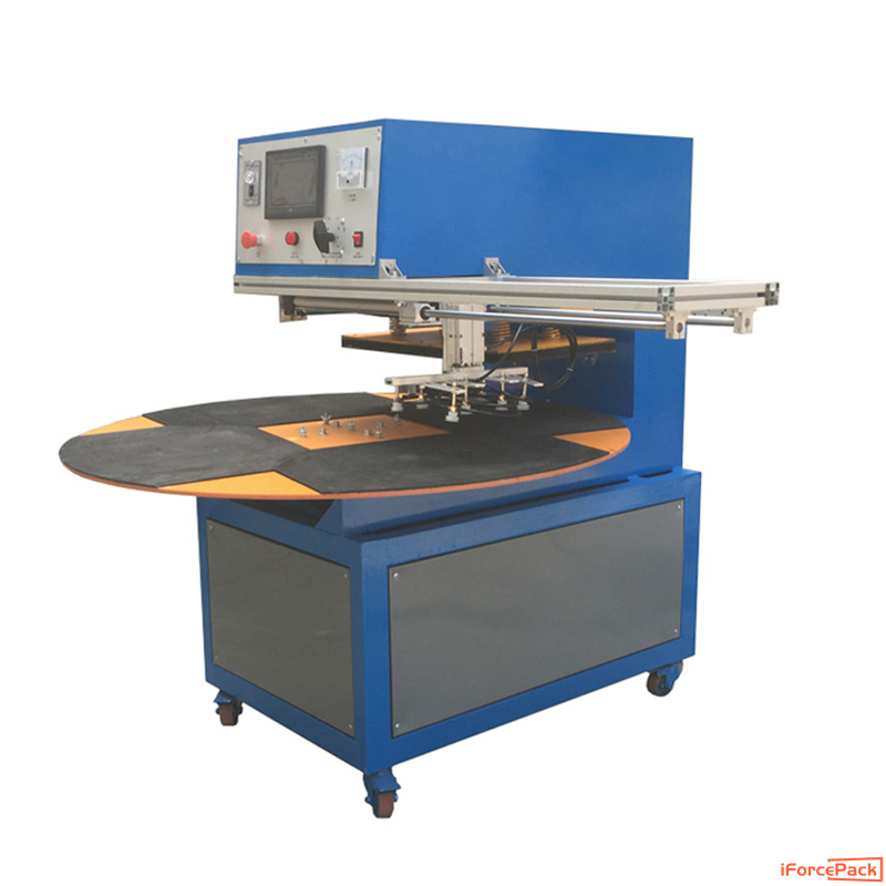 Semi automatic rotary type PVC blister paper card tray sealing machine