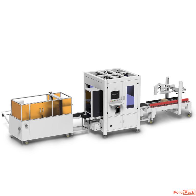 Automatic robot hand feeding box packing line