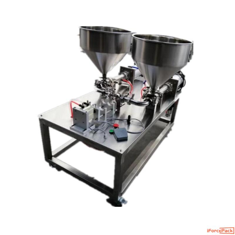 Semi automatic twins tube catridge two nozzles filling machine