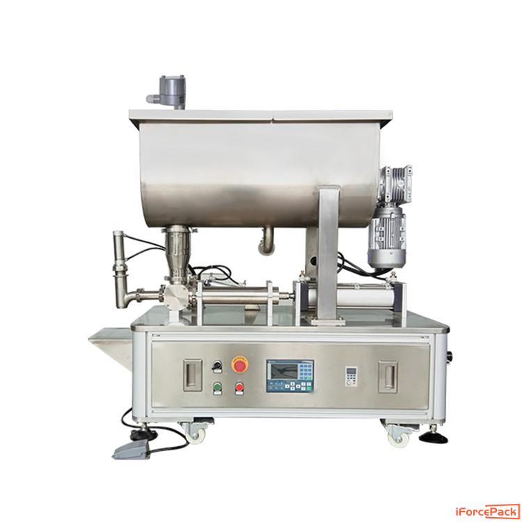 Desktop oil sauce single head filling machine with mixing hopper tank