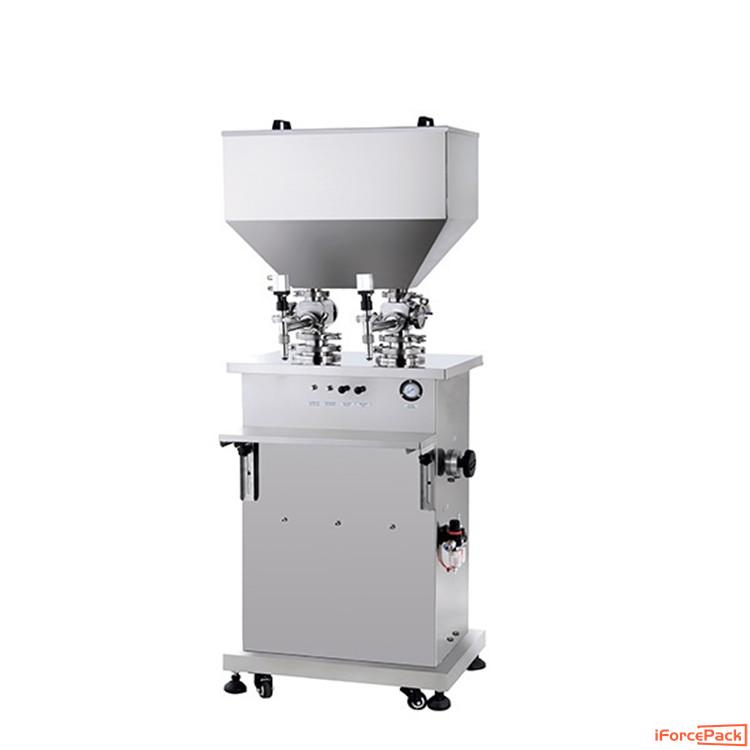 Semi automatic vertical 2 nozzles filling machine with hopper