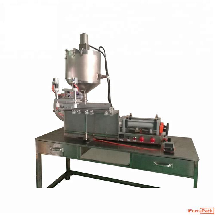 Semi automatic 2 heads bag filling machine with mixing heating hopper