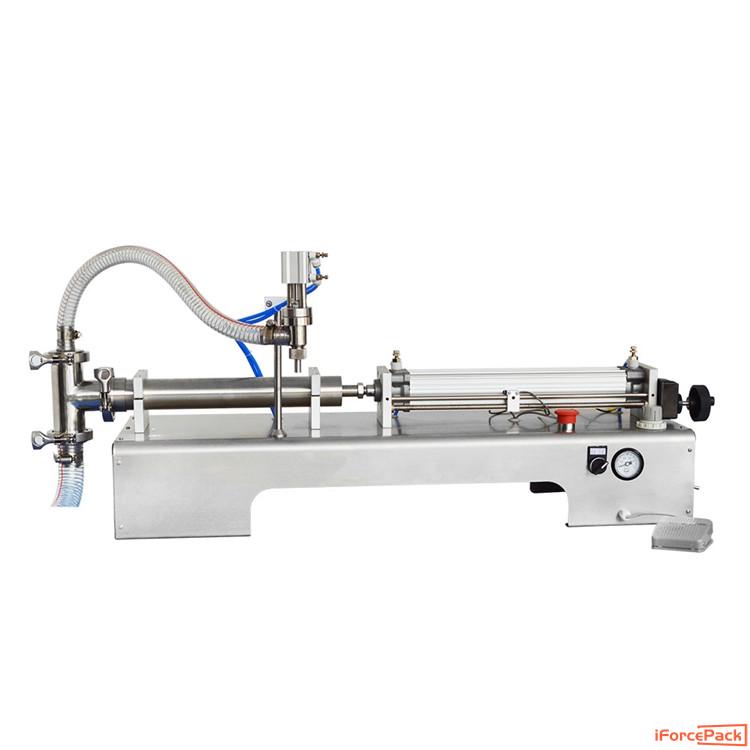 Semi automatic horizontal type piston pneumatic liquid filling machine