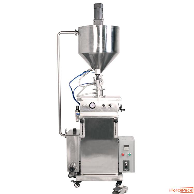 Semi automatic vertical cream filling machine with mixing heating hopper